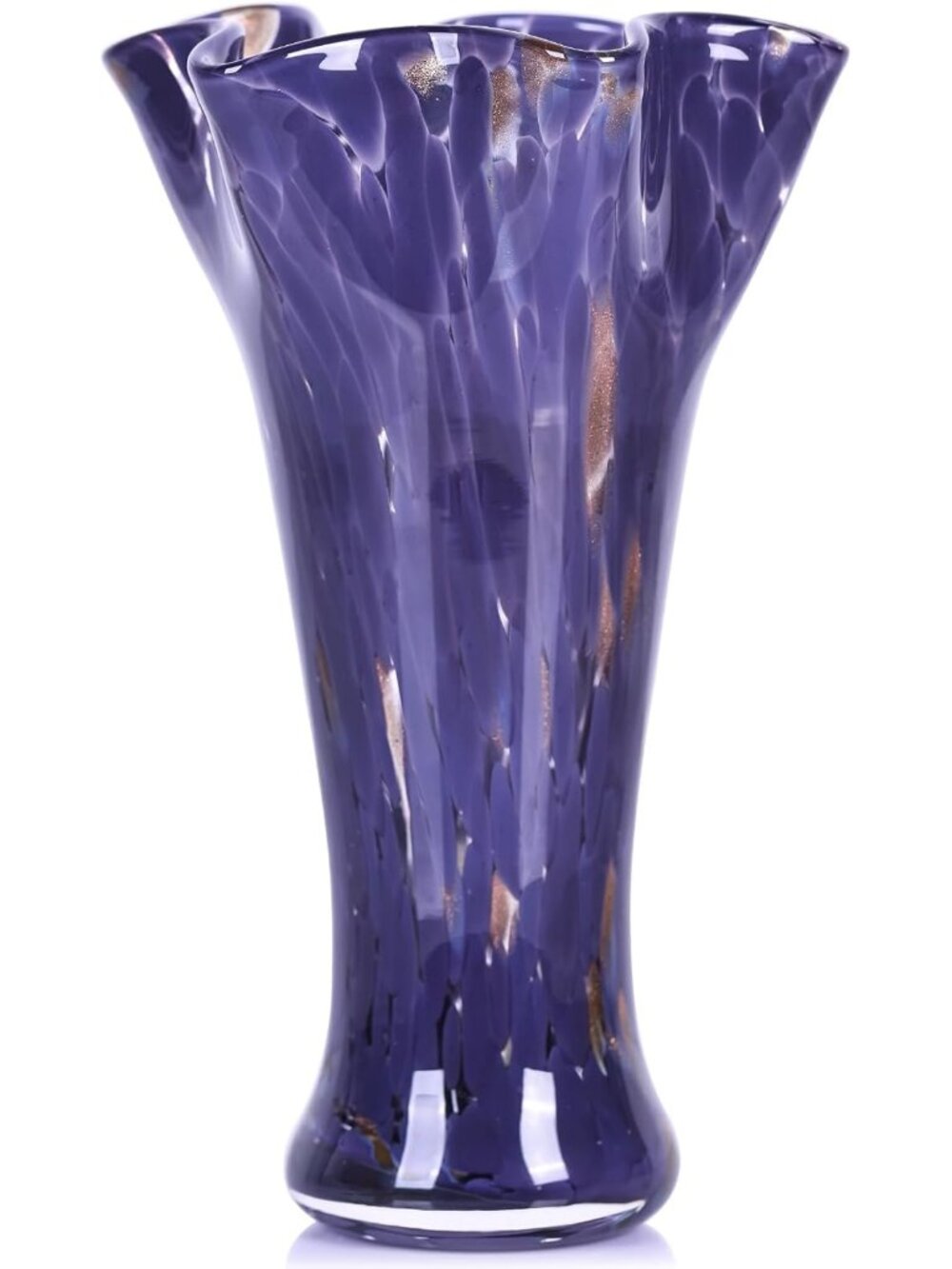 9.0 Purple Glass Vases For Flower Bouquet Unique Hand Blown Wide Mouth Shelf Dec